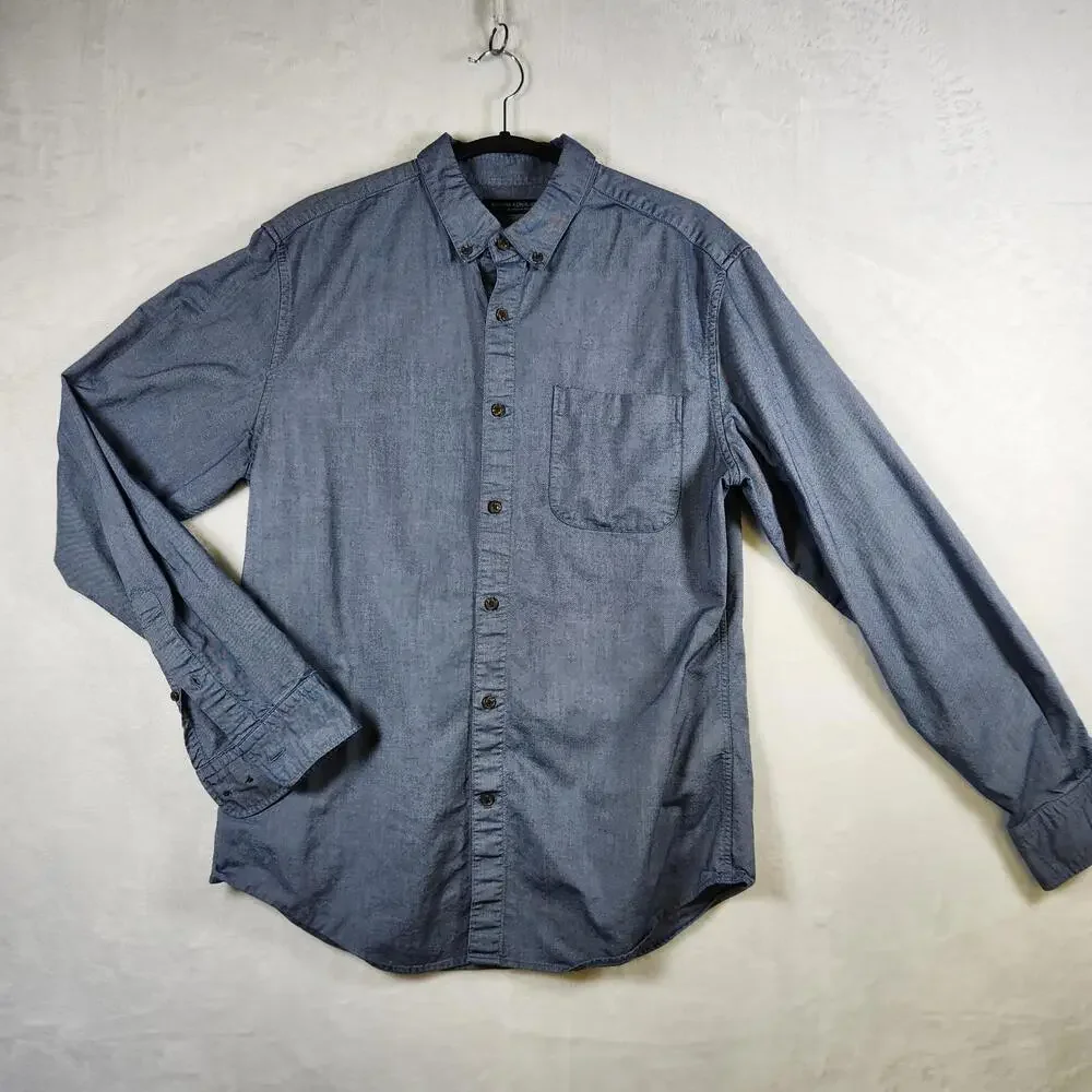 Banana Republic Stretch Oxford Grant Fit Men's Size M‎ Blue Cotton Casual Shirt